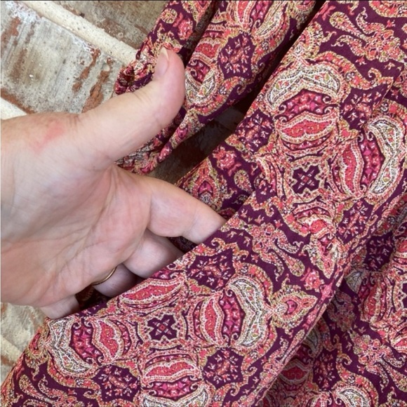 Sanctuary Burgundy and Pink Floral Peasant Neck Tunic Blouse - Picture 2 of 11